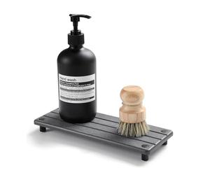 Razborci Tappetino scolapiatti per cucina e bagno, vassoio in pietra assorbente per lavello, vassoio in diatomite per bagno, nero, rettangolare, 25,4 cm L x 10 "W x 2" H