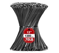 RAZCC - 1200 fascette stringicavo nere, 30,5 cm, in plastica resistente con resistenza alla trazione di 31,8 kg, autobloccanti, in nylon nero, per interni ed esterni