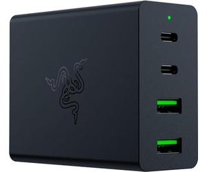 Razer Caricabatterie USB-C 130W GaN Charger - Caricatore rapido portatile (2X USB-C, 2X USB-A con porte USA, UE e UK) Nero
