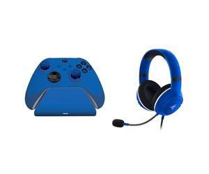 Razer Essential Duo Bundle for Xbox - Cuffie cablate e caricabatterie rapido per controller Xbox (Driver TriForce da 50 mm, Cuscinetti auricolari FlowKnit in memory foam, Ricarica rapida) Blu