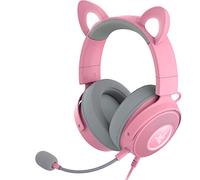 Razer Kraken Kitty V2 Pro - Cuffie RGB Cablate con Orecchie Intercambiabili da Gatto/Orso/Coniglio (Illuminazione Reattiva allo Streaming, Audio Surround 7.1) Quartz Rosa