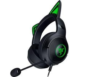 Razer Kraken Kitty V2 USB Wired RGB Headset: Chroma Kitty Ears - Illuminazione reattiva - Microfono cardioide HyperClear - Driver Triforce 40 mm - Audio surround 7.1 - Nero classico