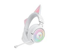 Razer Kraken Kitty V3 Pro - Cuffie da gioco wireless RGB Kitty - orecchie di gatto reattive per lo streaming - Triforce 40mm Driver - Hyperspeed Wireless e Bluetooth - THX Spatial Audio | Bianco