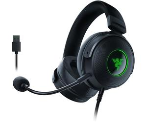 Razer Kraken V3 HyperSense Wired USB Gaming Headset w/Haptic Technology: driver Triforce Titanium 50mm - THX Spatial Audio - Tessuto ibrido e cuscinetti in memory foam in similpelle - Microfono