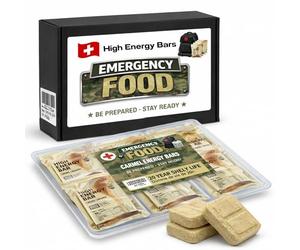 Razione di Sopravvivenza Caramello Cannella - Pack 6 buste × 120 g - 3.300 kcal - Ricca di proteine - Segale e soia - 20 anni