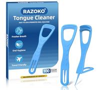 RAZOKO Puliscilingua con stuzzicadenti ripiegabile sicuro, 100 pezzi usa e getta, raschietto igienico per pulire la lingua e promuovere l'alito fresco