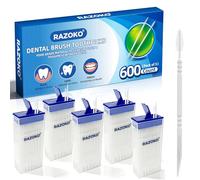 RAZOKO Stuzzicadenti per spazzolino interdentale dentale, 600 pezzi, usa e getta, con custodia portatile e stuzzicadenti, perfetti per famiglia, hotel, viaggi