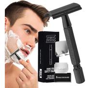 Razor di sicurezza da uomo - Razor manuale a doppio bordo con 5 top, struttura ergonomica per una rasatura e confortevole, lame affilate di alta qualità | Ideale per la cura del
