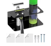 Razor Holder Stand Wall - Multi Function Shaving Organizer Shelf, Strong Adhesive Shower Storage Rack, And Foam Bottle Mount Holder, Durable Bathroom Accessory | For Hotel, College Dorm, Toilet Use