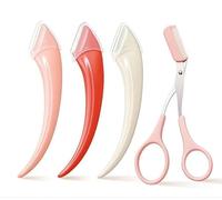 Razor per sopracciglia per la sicurezza per principianti, sopracciglio per sopracciglia in acciaio inossidabile con pettine, set di tagli per sopracciglia micro-guardia a lama a mezzaluna (Mixed)