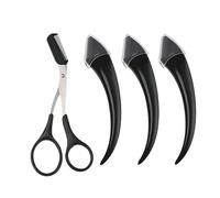 Razor per sopracciglia per la sicurezza per principianti, sopracciglio per sopracciglia in acciaio inossidabile con pettine, set di tagli per sopracciglia micro-guardia a lama a mezzaluna (Black)