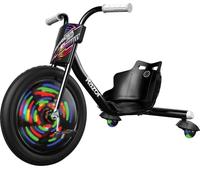 Razor RipRider 360 Lightshow - Triciclo per Bambini dai 5 anni in su con Sterzo a 360°, Luci Multicolori Attivate dal Movimento, Trike a 3 Ruote con Ruote Posteriori - Nero