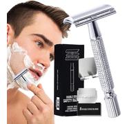 Razors di sicurezza, rasoni da barba di sicurezza da uomo - Rasoio manuale a doppio bordo | Rasoio da barba con 5 ricariche per un'esperienza di stretta senza intoppi