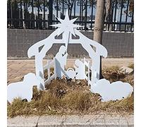 RAZURE Set di Presepe Natalizio da Esterno Bianco, Decorazione Natalizia da Giardino Impermeabile, Ornamento Espositivo per Cortile Scena della Natività Notte Santa per Decorazione Cortile Anteriore