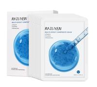 RAZUYEN Maschera in tessuto (Confezione da 10) Lenitiva, Maschera Viso con ceramide e pantenolo, Per pelli secche e sensibili, Idrata, Antirughe e Contrasta il Rossore, Maschera Viso uomo e donna
