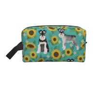 Razza di cane Schnauzer, motivo: Girasoli, Primavera, Estate, Floreale, Organizer per cosmetici di grande capacità, Borsa da viaggio per il trucco da donna