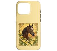Razza di cavalli spagnoli circondata da fiori di gelsomino giallo Custodia per iPhone 16 Pro