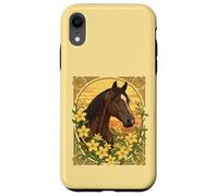 Razza di cavalli spagnoli circondata da fiori di gelsomino giallo Custodia per iPhone XR