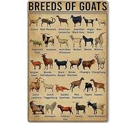 Razze di capre, cartelli in metallo, poster con informazioni sul tipo di capra, targhe con istruzioni per la fattoria, decorazioni da parete per la casa in fattoria, 8x12 pollici