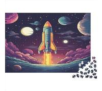 razzo cartone animato Jigsaw Puzzle Impossible 1000 Pezzi cielo notturno Decorazione Per La Casa. Giochi Rilassamento E Intelligence Per Adulti E Ragazzi Da 14 Anni 1000pcs (75x50cm)