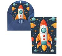razzo clipart astronave Biglietto di auguri con buste Grazie YouCard Biglietto di buon compleanno per donne uomini Natale Halloween matrimonio biglietti di auguri vuoti per tutte le occasioni 4x6