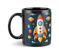 Razzo Clipart Nave spaziale Tazza di ceramica Grande tazza di caffè con manico Stile unico per qualsiasi cucina Personalizzato Divertente Latte Tazza Grande per il tè Cioccolata calda per Uomo Donna