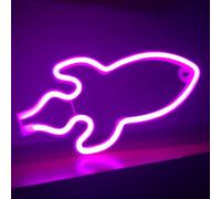 Razzo Neon LED Rosa, Neon Rosa a Forma di Razzo Decorazione Gaming, Streaming, Alimentazione USB o Batterie, Ideale come regalo, Decorazione o Setup Gamer (Rosa)