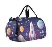 Razzo Spaziale Borsa Sportiva da Nuoto e Palestra con Scomparto per Scarpe Borsa da Viaggio per Il Fine Settimana Borsone per Ragazzi