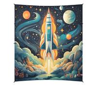 Razzo Spaziale Luna Tenda da Spiaggia Facile da Montare,Parasole per Campeggio con Sacchi di Sabbia,Palette e Picchetti Ideale per Picnic