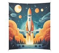 Razzo Spaziale Volante Tenda da Spiaggia Facile da Montare,Parasole per Campeggio con Sacchi di Sabbia,Palette e Picchetti Ideale per Picnic