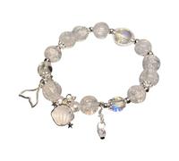 Rb5009 Bracciale Imitazione Pendente Liscio Elastico Regolare Adatto Per Il Compleanno delle Donne Delicato Leggero Braccialetto Da Polso Gioielli, A, Acciaio inossidabile, Nessuna pietra preziosa