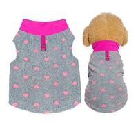 Rbenxia Maglione grigio per cani con cuore e anello al guinzaglio, in morbido pile per cani, giacca calda, abbigliamento invernale per piccoli cuccioli, gatti e animali domestici (taglia L)