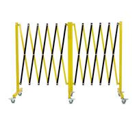 RBFGYIOP Barriera sicurezza metallica espandibile industriale retrattile 6m ruote pannello avvertimento Recinzione pieghevole portatile il controllo della folla strutture corsi d'acqua Nero giallo