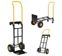 RBFGYIOP Carrello a mano convertibile 2-in-1 - Piattaforma pieghevole per magazzino, logistica, giardino e trasporto bagagli - 4 ruote antiforatura, manico regolabile - Portata 800LB - Nero e Giallo -