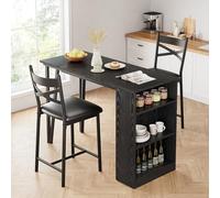 RBFGYIOP Compatto e Salvaspazio Set da Pranzo 3 Pezzi per 2 Persone - Tavolo Bar Estensibile con 3 Ripiani Portaoggetti - 2 Sedie Imbottite - Ideale per Cucina, Sala da Pranzo, Appartamento - Design