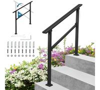 RBFGYIOP Kit Corrimano Sicurezza per Scala 3 Gradini - Alluminio e Ferro Nero - Interni/Esterni - Antiscivolo, Resistente Intemperie, Conforme ADA - Include Guanti - 3 Gradini, 1 Pezzo, Nero, Un Paio