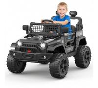 RBFGYIOP Macchina Elettrica per Bambini 12V, Jeep Fuoristrada 3-8 Anni con Bluetooth e Radio FM, Telecomando Parentale 2.4G, Doppio Motore 35W, Velocità 2-4 Km/h, Luci LED, Nero