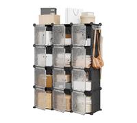 RBFGYIOP Scarpiera modulare espandibile 12 cubi - Ripiani impilabili impermeabili con antine traslucide - Salvaspazio per ingresso, camera, armadio - Montaggio semplice - Colore nero