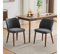 RBFGYIOP Sedie da pranzo imbottite moderne - Set 2 pezzi - Similpelle PU grigio scuro - Gambe in legno, schienale ad commercio elettronico alto, cuscino spesso, piedini regolabili - Comfort e stile