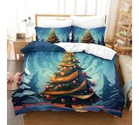 RBGKZVYUM Albero di Natale 3D Stampa Set Biancheria Da Letto Microfibra Di Copripiumini E Federe Cuscino Chiusura Cerniera 3 Pezzi Per Bambini E Adulti Super King（260x220cm）