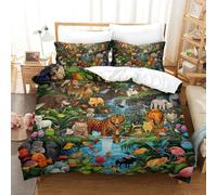 RBGKZVYUM Animali della giungla Stampati in 3D Set Biancheria Da Letto Microfibra Copripiumino E Federe Cerniera Nascosta 3 Pezzi Per Bambini E Adulti Double（200x200cm）