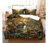 RBGKZVYUM Animali della giungla Stampati in 3D Set Biancheria Da Letto Microfibra Set Di Copripiumini Con Federa Cerniera Nascosta 3 Pezzi Per Bambini E Adulti Double（200x200cm）