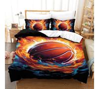 RBGKZVYUM Basketball 3D Stampa Set Biancheria Da Letto Microfibra Set Copripiumino E Federe Cuscino Chiusura Cerniera 3 Pezzi Per Bambini E Adulti Single（140x200cm）