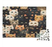 RBGKZVYUM Cute Cat Puzzle 1000 Pezzi, Puzzle in Legno, Gioco da Tavolo, 1000pcs (75x50cm), Per Adulti