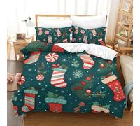 RBGKZVYUM Natale Socks 3D Stampa Set Biancheria Da Letto Microfibra Set Copripiumino E Federe Cuscino Chiusura Cerniera 3 Pezzi Per Bambini E Adulti Double（200x200cm）