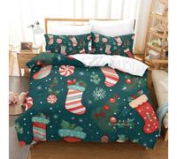 RBGKZVYUM Natale Socks 3D Stampa Set Biancheria Da Letto Microfibra Set Di Copripiumini E Federe Cerniera Nascosta 3 Pezzi Per Bambini E Adulti Super King（260x220cm）