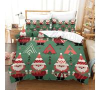 RBGKZVYUM Natale Stampati in 3D Set Biancheria Da Letto Microfibra Copripiumino E Federe Con Chiusura A Cerniera 3 Pezzi Per Bambini E Adulti Super King（260x220cm）