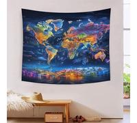 RBGKZVYUM World Map Stampa 3D Arazzo Da Parete Poster Ornamento Arte Murale Tapestry Accessori Divisori Arazzo Per Soggiorno Camera Da Letto Dormitorio 130cmx150cm