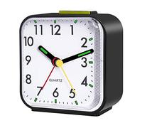 RBNANA Réveil silencieux alimenté par piles sans tic-tac Fonction lampe de chevet pour chambre à coucher, salon et bureau Noir