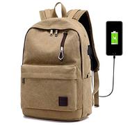 RBNT Borsa da studente ergonomica/viaggio d'affari/ricarica USB/zaino per computer, zaino casual multiuso urbano per uomo/donna Cachi 16 pollici